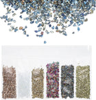 Crushed Glass High Luster Chips 1-3mm 29g Irregular Glass Metallic Crystal Chips for Resin Arts Craft DIY Vase Filler Jewelry Making Decoration, 6 Colors, Golden Color Series