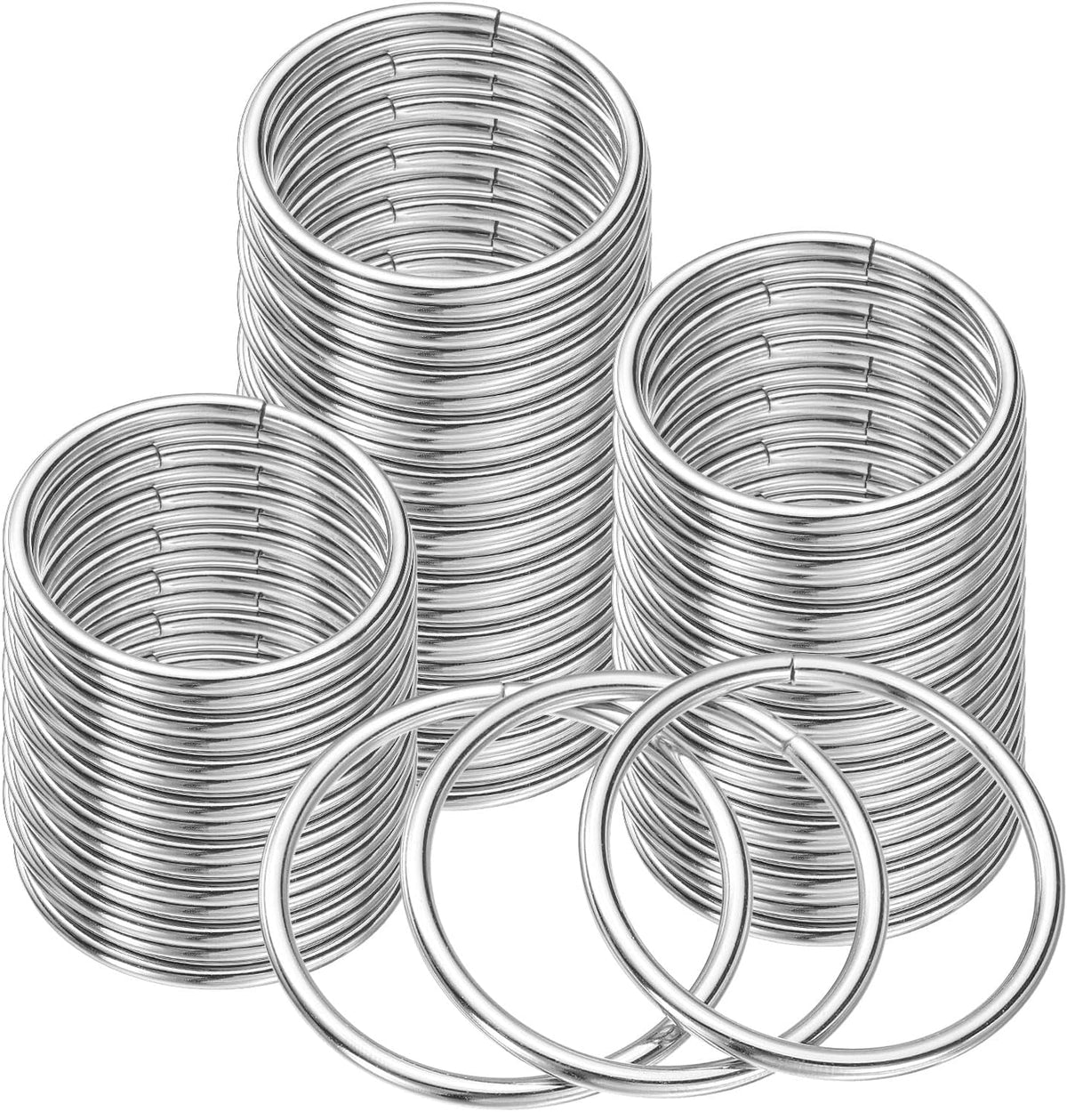 50Pcs Metal O Rings for Crafts, 2 Inch Round Ring Buckles Small Welded Multi-Purpose Metal Rings for Camping Dog Luggage Belt Craft DIY Accessories, Silver Tone