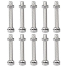 M8 x 55mm Hex Head Screws Bolts, Nuts, Flat & Lock Washers Kits, 304 Stainless Steel Fully Thread Hexagon Bolts 10 Sets