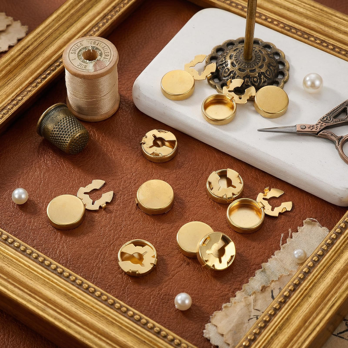 LinkMejor 20 Pcs Button Covers for Shirts, Gold Round Cuff Button Cover Clip