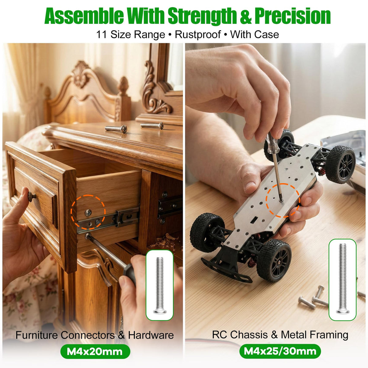 LinkMejor 140 Pcs M4 Phillips Pan Head Long Machine Screws Kit, 304 SS