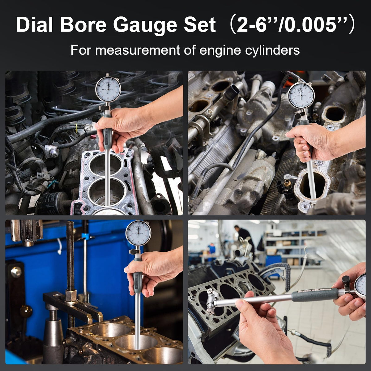 LinkMejor Dial Bore Gauge Set med 2"-6" område, 0.001" nøyaktighet