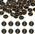 LinkMejor 52pcs Letter Charm, Enamel Letter Pendants, Alphabet J Pendants Double Sided Beads Charm for DIY Bracelet Necklace Pendants Earring Jewelry, Black