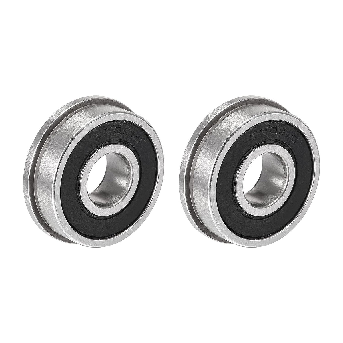 F6201-2RS Flanged Ball Bearing 12x32x10mm Double Sealed Chrome Steel Bearings 2pcs