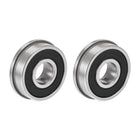 F6201-2RS Flanged Ball Bearing 12x32x10mm Double Sealed Chrome Steel Bearings 2pcs