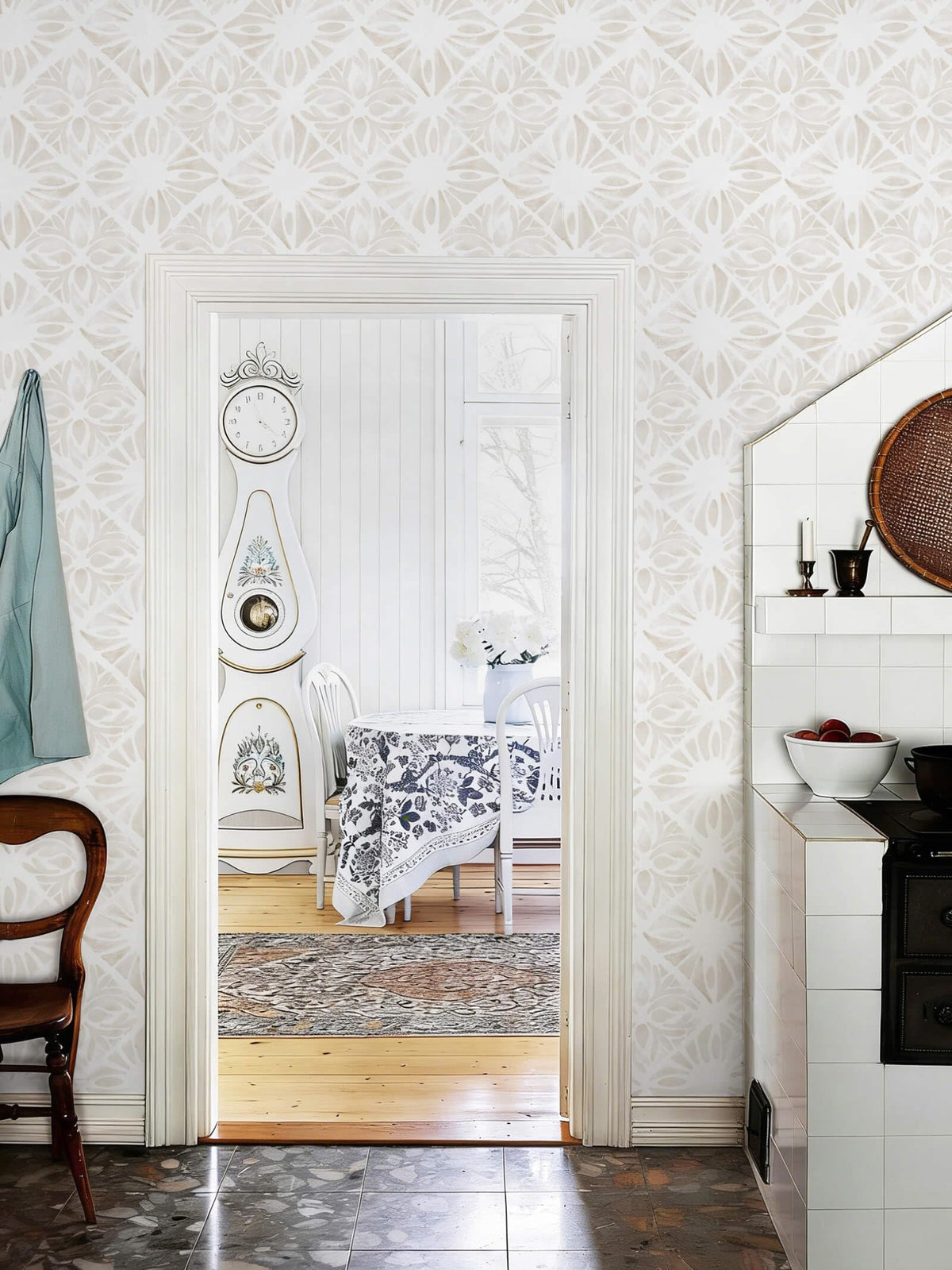 LinkMejor Boho Muro di Tappezzeria Neutro Strappabile e Incollabile 78.7"x17.3" Carta da Parati Geometrica beige e bianco Carta da Contatto Trattata Removibile Impermeabile per Camera da Letto Fattoria Cucina Bagno