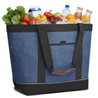 LinkMejor Insulated Cooler Bag, Reusable Grocery Tote Bags for Hot/Cold, Leakproof Thermal Food Delivery Bag for Shopping, Beach, Travel, Picnics, Dark Blue