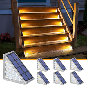 LinkMejor Solar Step Lights,6 Pack Warm White Solar Stair Lights Outdoor Waterproof IP67 Auto On Off,Solar Lights for Steps,Stair,Patio,Yard,Porch,Front Door,Sidewalk,Deck Decor