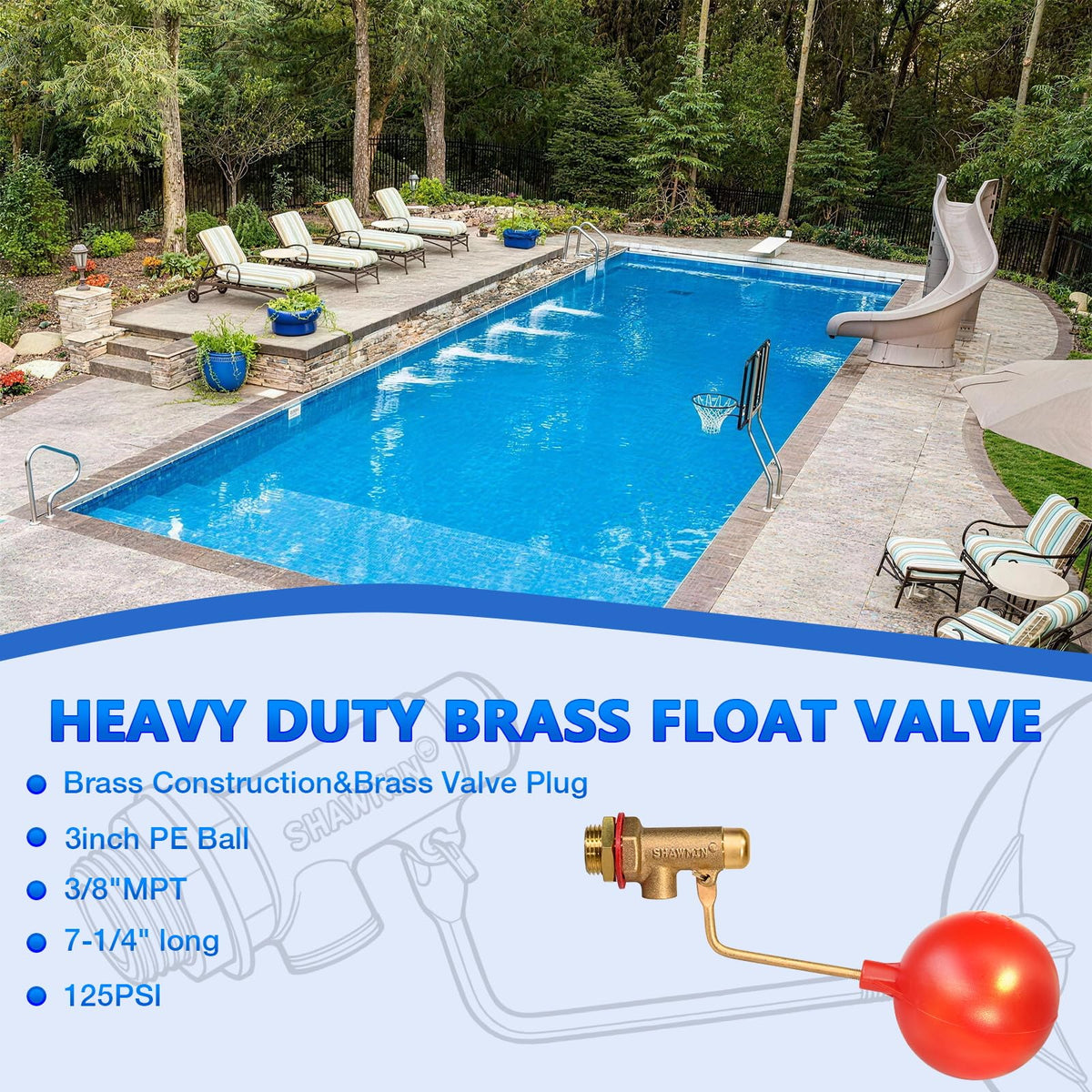 Pools Auto Vul Floatklep 3/8", Bruzine Waterpeilklep voor Pool & Vijver