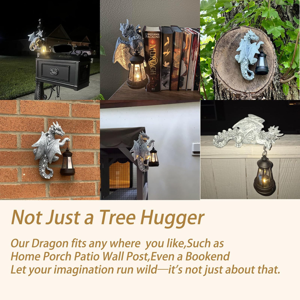 Solar Dragon Tree Decor Outdoor, Hanging Dragon Statue with Lantern