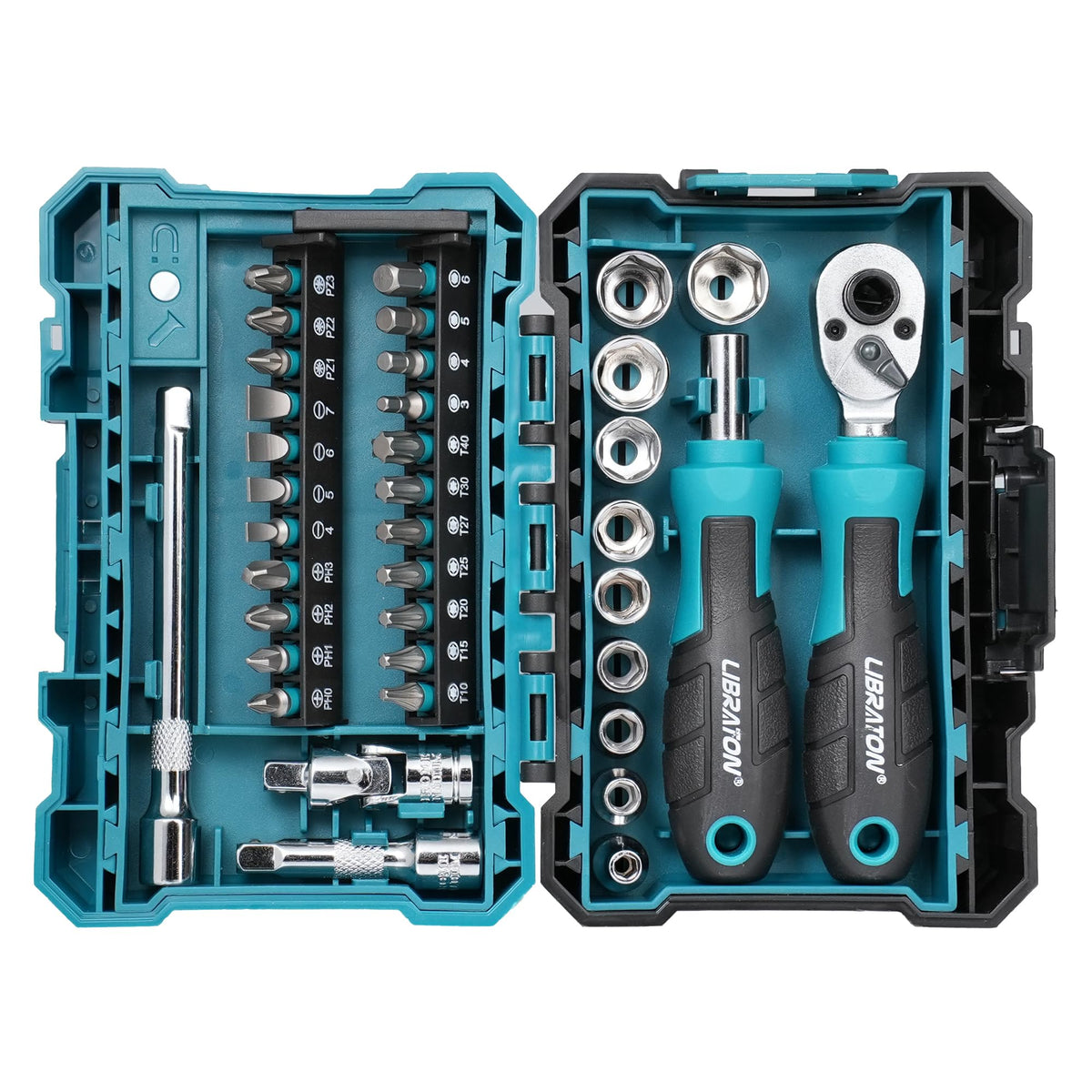 LinkMejor 1/4" Dr Mini-Sockel & Ratschen-Schraubenzieherset mit Bits, 4-13mm-Sockel