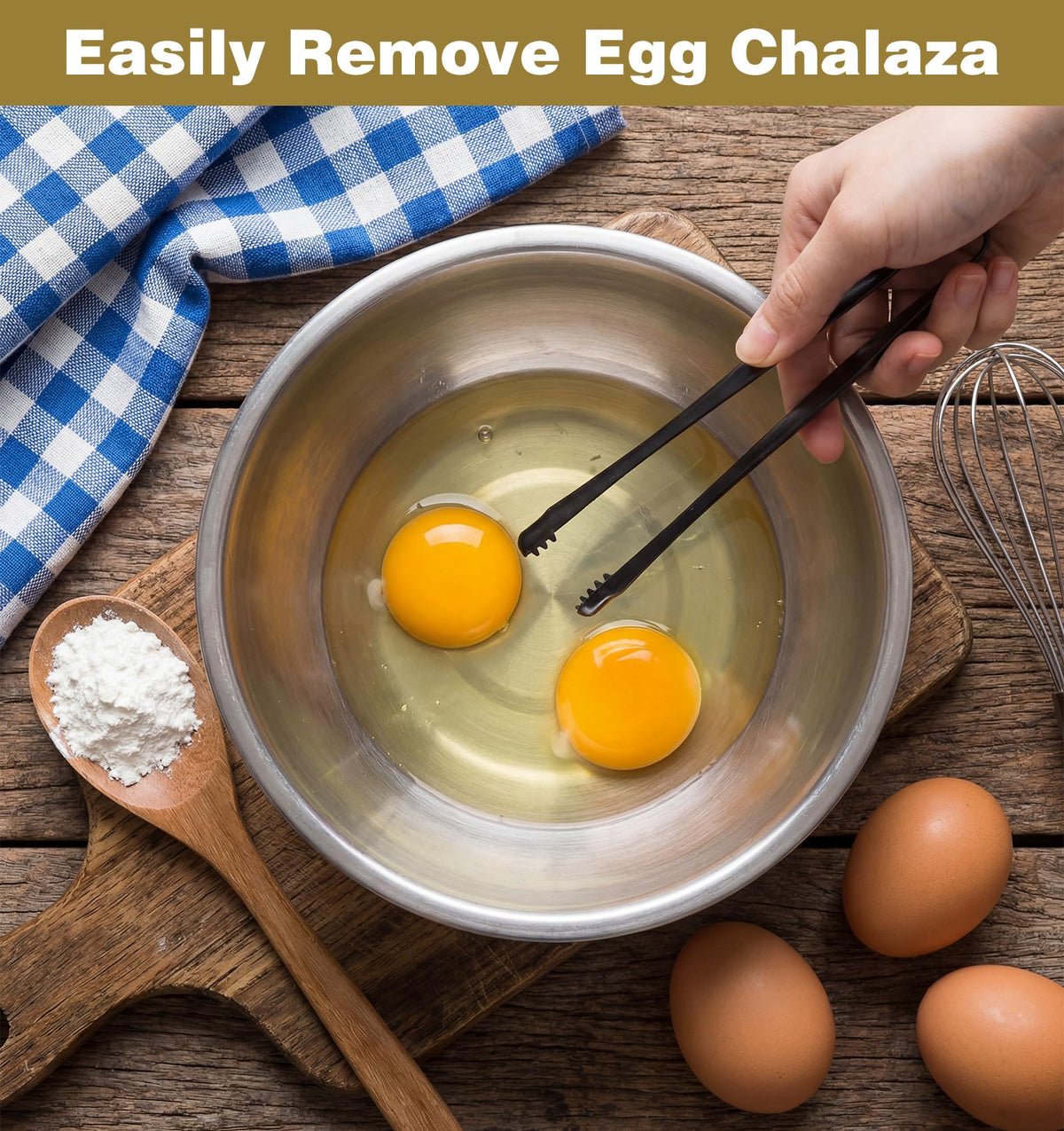 Separador de Huevo para Huevos Crudos, Herramienta de Huevo de Acero Inoxidable para Quitar la Calaza
