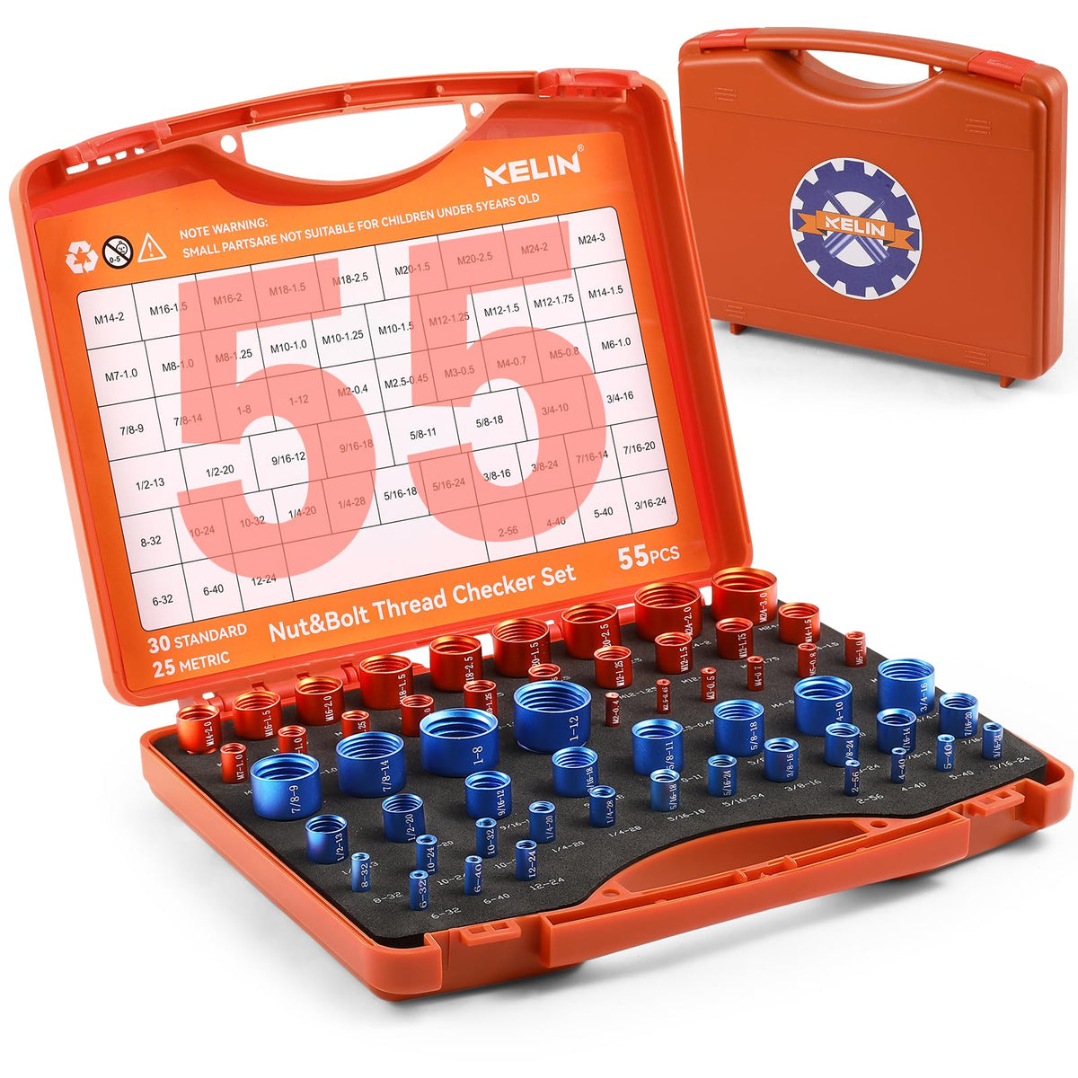 LinkMejor 64 pezzi, misuratore di dimensione dei bulloni, standard 30, metrico 34