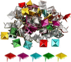 100Pcs Square Pyramid Rivets, 10mm Two-Jaw Studs Spikes, Copper Punk Rock Nailhead Spots for Clothing Bag Leather Shoes (5 Colors)