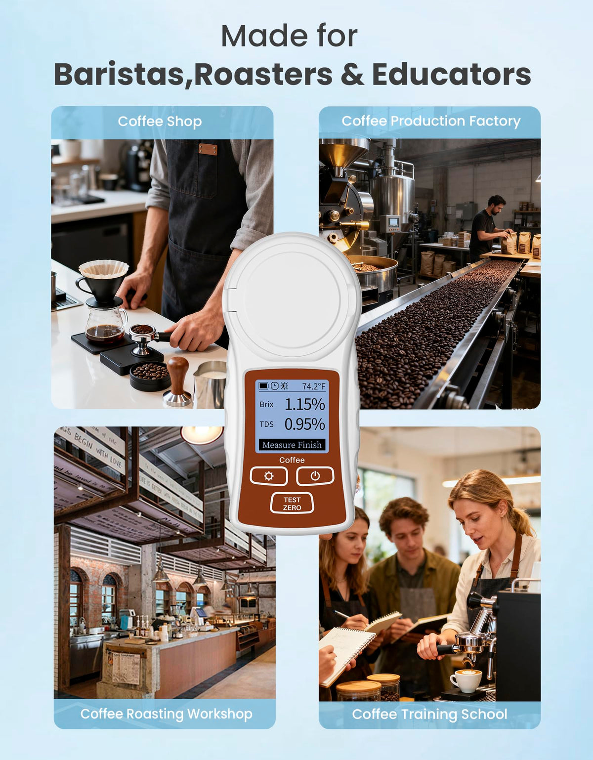 Rifrattometro professionale TDS per caffè con ATC per appassionati di caffè