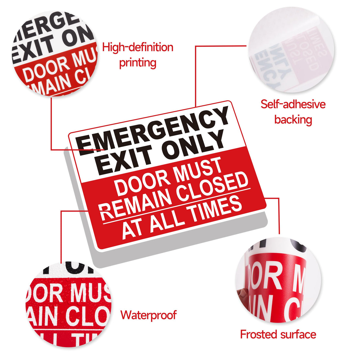 Emergency Exit Only Signs Sticker，Self Adhesive
