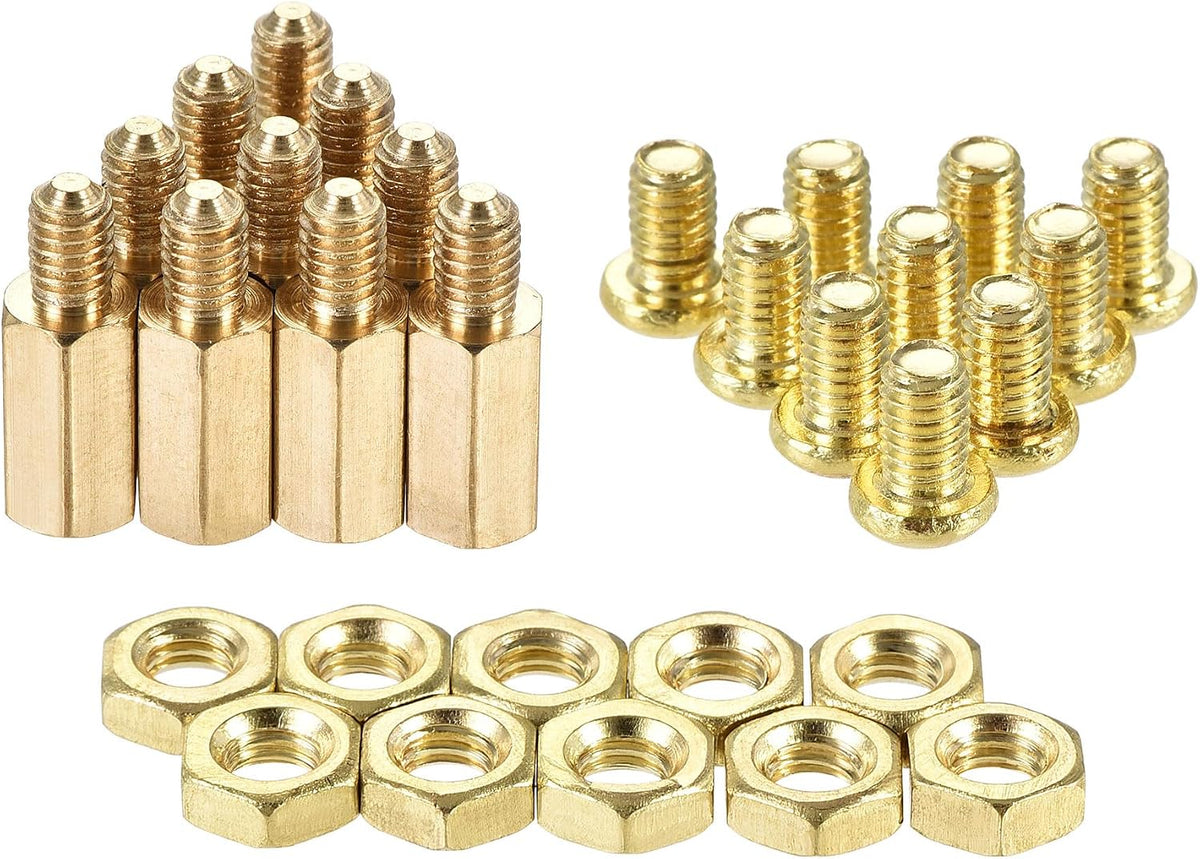 M4 Hex Brass Standoff Spacer 11mm+6mm Male-Female Threaded Pillar Screw Nut Kit for PCB Motherboard Computer Circuit Board, 10 Sets