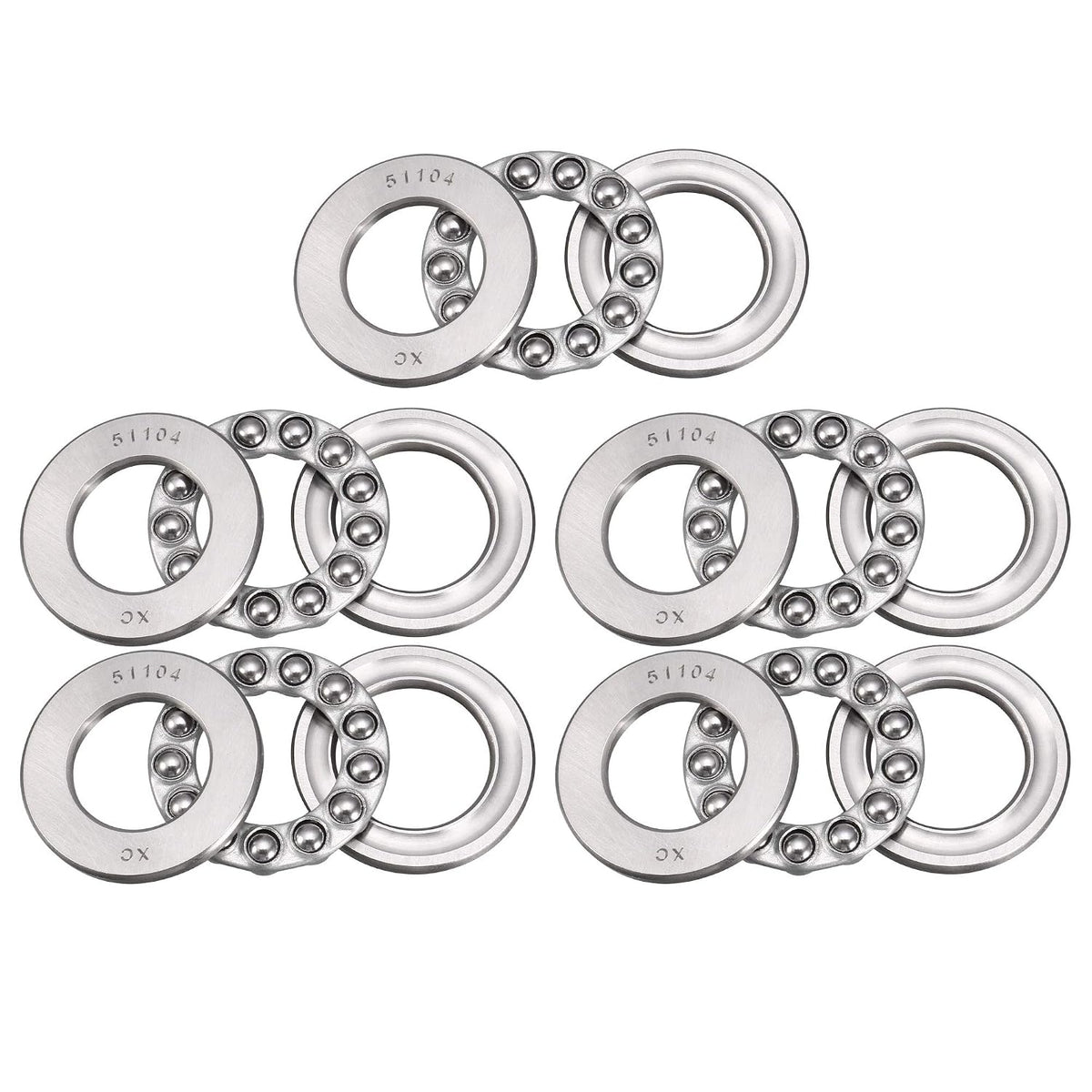51104 Miniature Thrust Ball Bearing 20mm x 35mm x 10mm Chrome Steel with Washer 5pcs