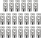 34pcs Metal Cord Locks, 3.6mm Double Hole Spring Stopper Fastener Slider Toggles End for Drawstrings Bags Backpack Clothing Lanyards, White Nickel