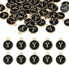 LinkMejor 52pcs Letter Charm, Enamel Letter Pendants, Alphabet Y Pendants Double Sided Beads Charm for DIY Bracelet Necklace Pendants Earring Jewelry, Black