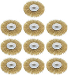 2-1/2-Inch Wire Wheel Brush Bench Brass Plated Crimped Steel with 1/4-Inch Arbor Hole 10 Pcs