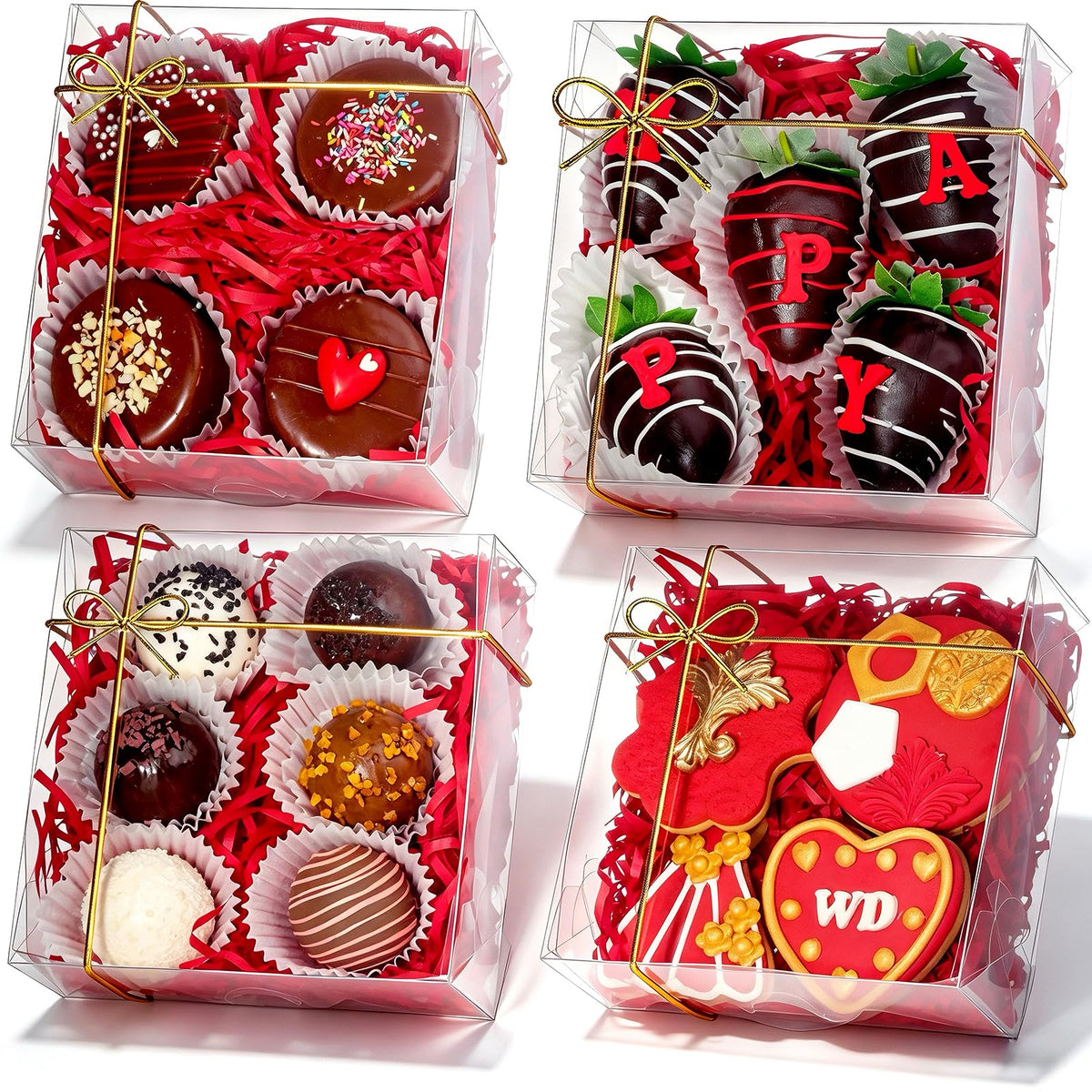 LinkMejor 25Pack Cutii Transparente de Cookies Complete 5x5x2Inchi Cutii de Patiserie