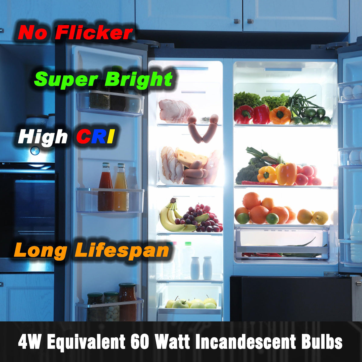 Lampu Refrigerator LED AC100-265V 3.5W E26/E27 6000K Putih Sinar Hari, 1 Paket