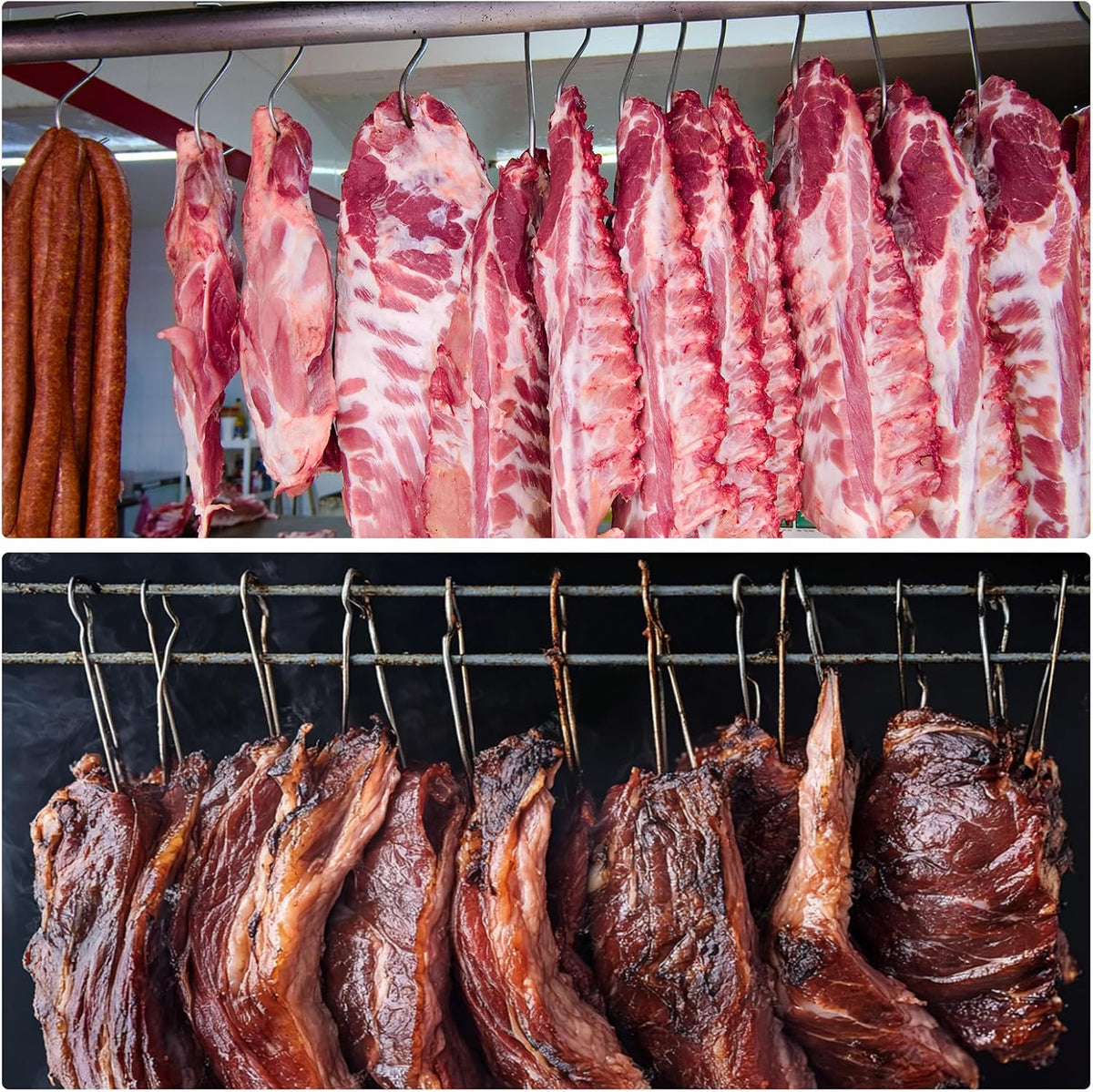10 stuks vleeshaken, 6,9 inch, 4 mm, roestvrijstalen vleeshaken voor roken, grillen, vlees, ribbetten, barbecue