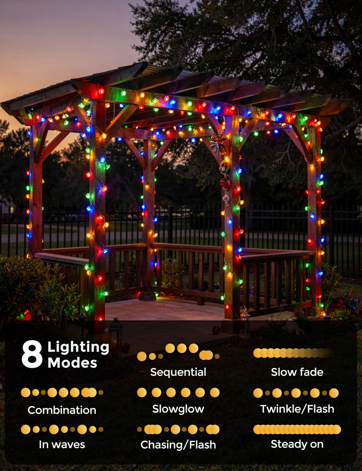 ลำไฟสุริยะ LED ดอกไม้สาย 50 ตัว น้ำฝนตกได้ สีหลากหลาย LinkMejor