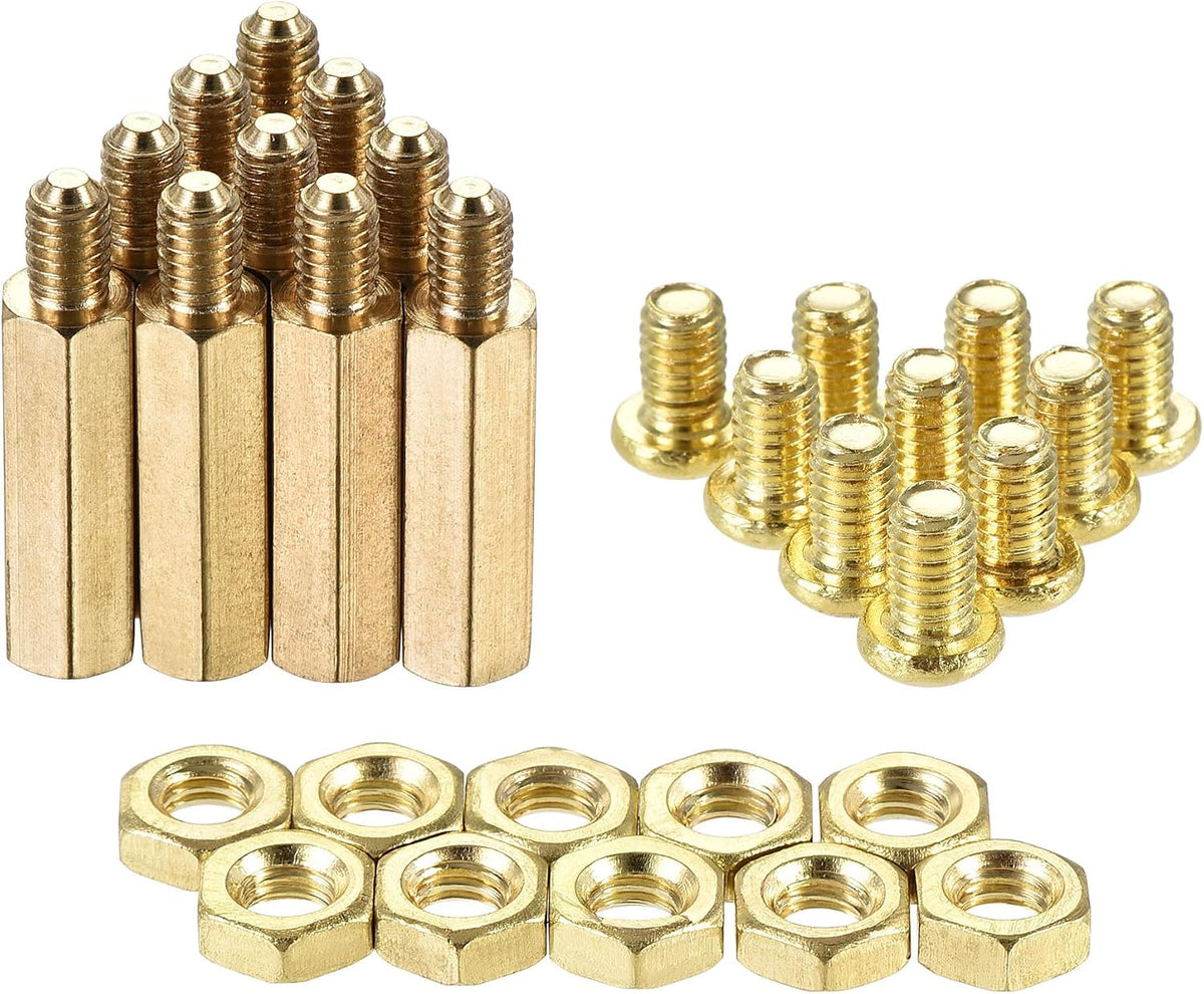 M4 Hex Brass Standoff Spacer 19mm+6mm Male-Female Threaded Pillar Screw Nut Kit for PCB Motherboard Computer Circuit Board, 20 Sets