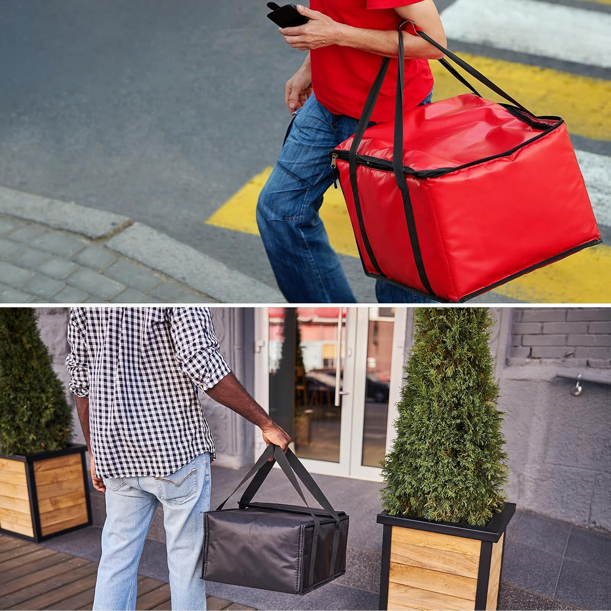 Isolierte Pizzatasche, 1Stück 24x24x14 Zoll - Vliesstoffe Einkaufstasche, Lebensmittelträger Übertragungskühltasche für Kuchen, Kekse, Pizza, Party (Rot)