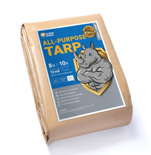 LinkMejor Tarp tungtbygd vanntett beige Plus+ 8x10 FT stor 12 mil