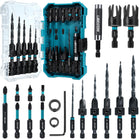 LinkMejor Ensemble de Forets de Perçage de Rainure, 19PCS Ensemble de Forets de Bois en Tapered