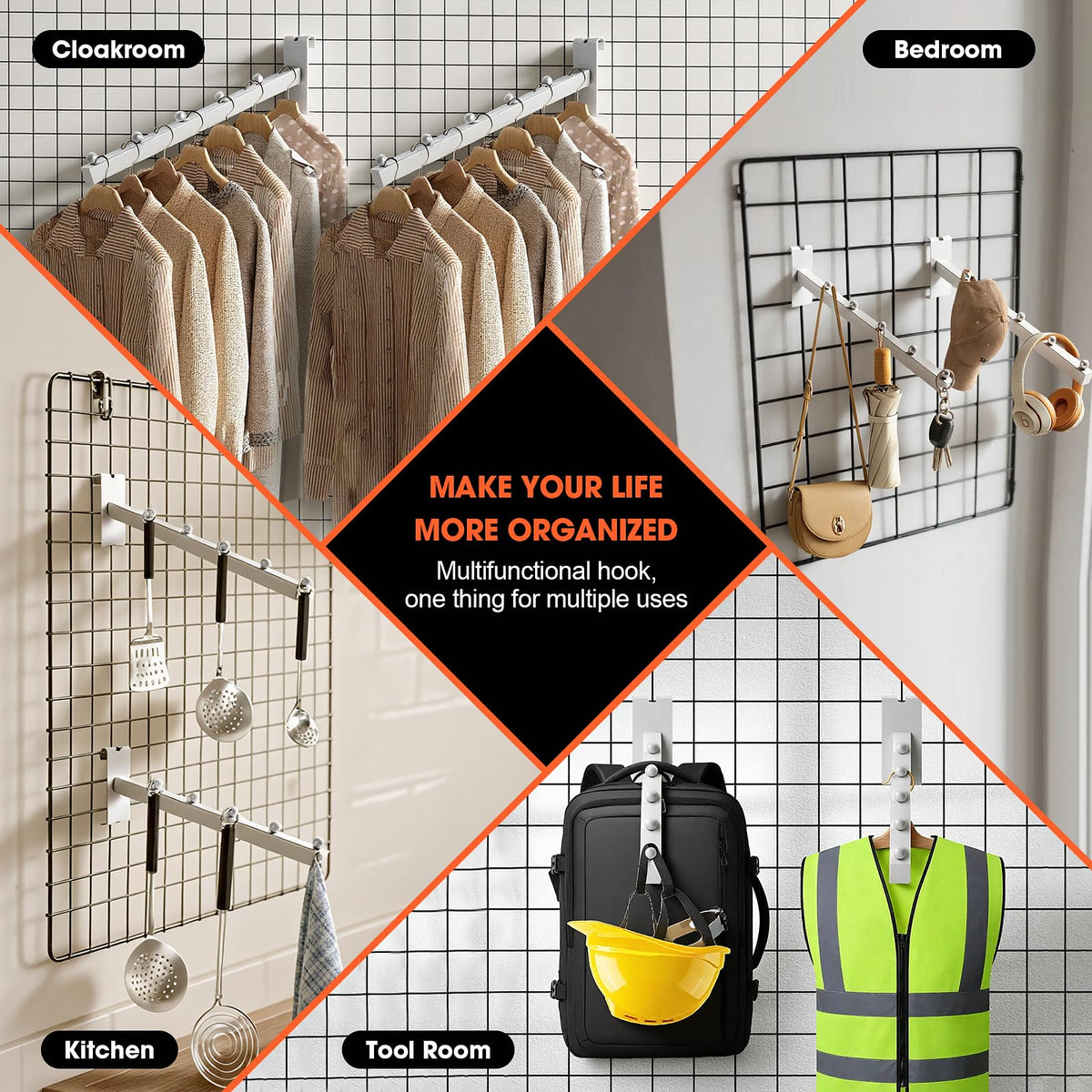 LinkMejor 6 Pack 12" Gridwall Vannfall Haker 5 Kuler, Gridwall Tilbehør
