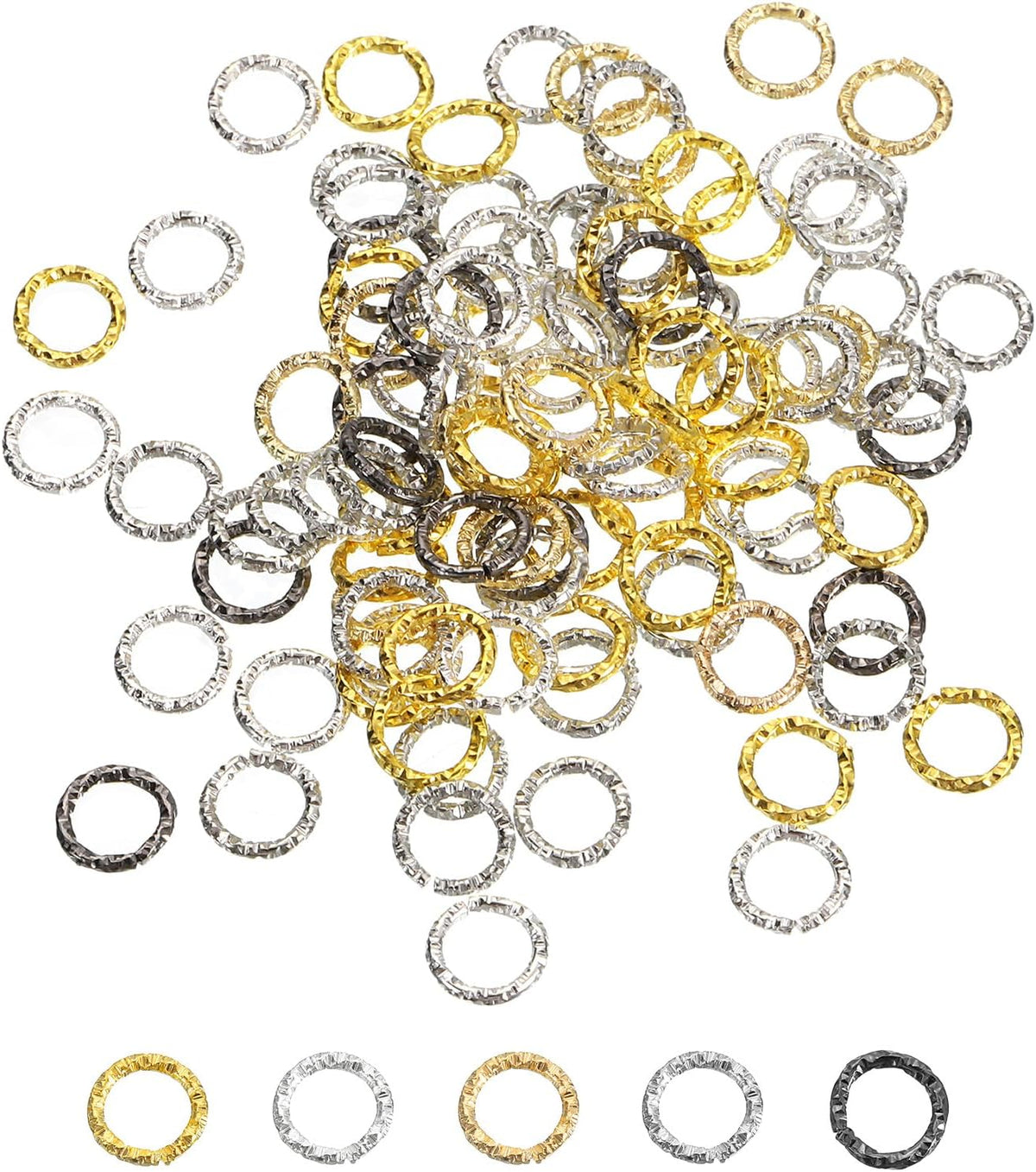 100Pcs Open Jump Rings, 8mm Twisted O-Ring Connectors for DIY Crafts Bracelet Necklaces Jewelry Making, Multi Color