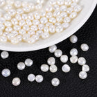 100 Pcs Freshwater Pearl Beads, 6-7mm Irregular Loose Gemstone Pearls 0.8mm Side Hole for Leather Cord Beading Jewelry Making DIY Craft, White