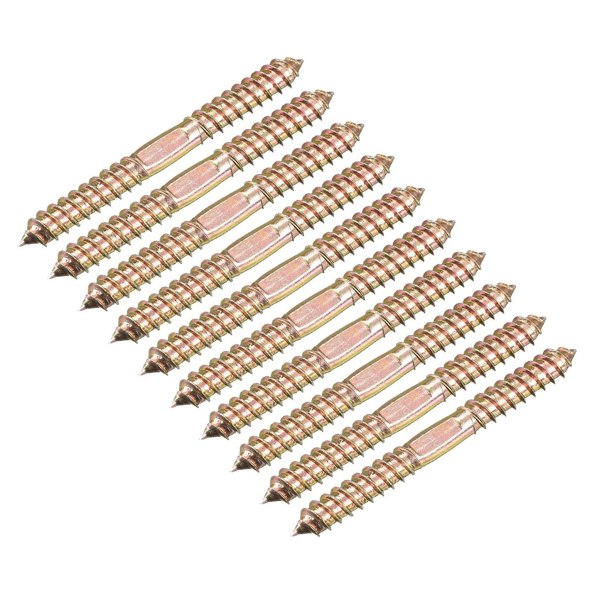 10x100mm Double Ended Self-Tapping Thread Dowel Screws, 12pcs for Wood Connecting