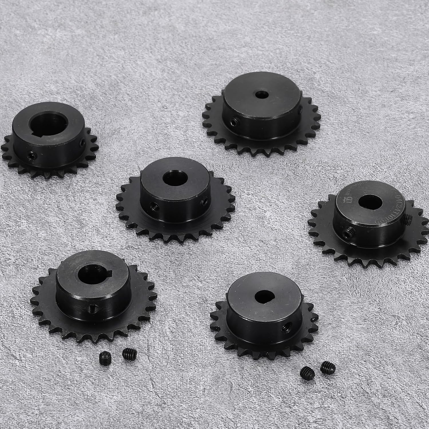 #25 Chain Roller Sprocket 20mm Bore 51.5mm OD, 24 Tooth C45 Carbon Steel ANSI #25 Roller Sprocket Round Hole with Set Screws for ISO 04C Chain, Black