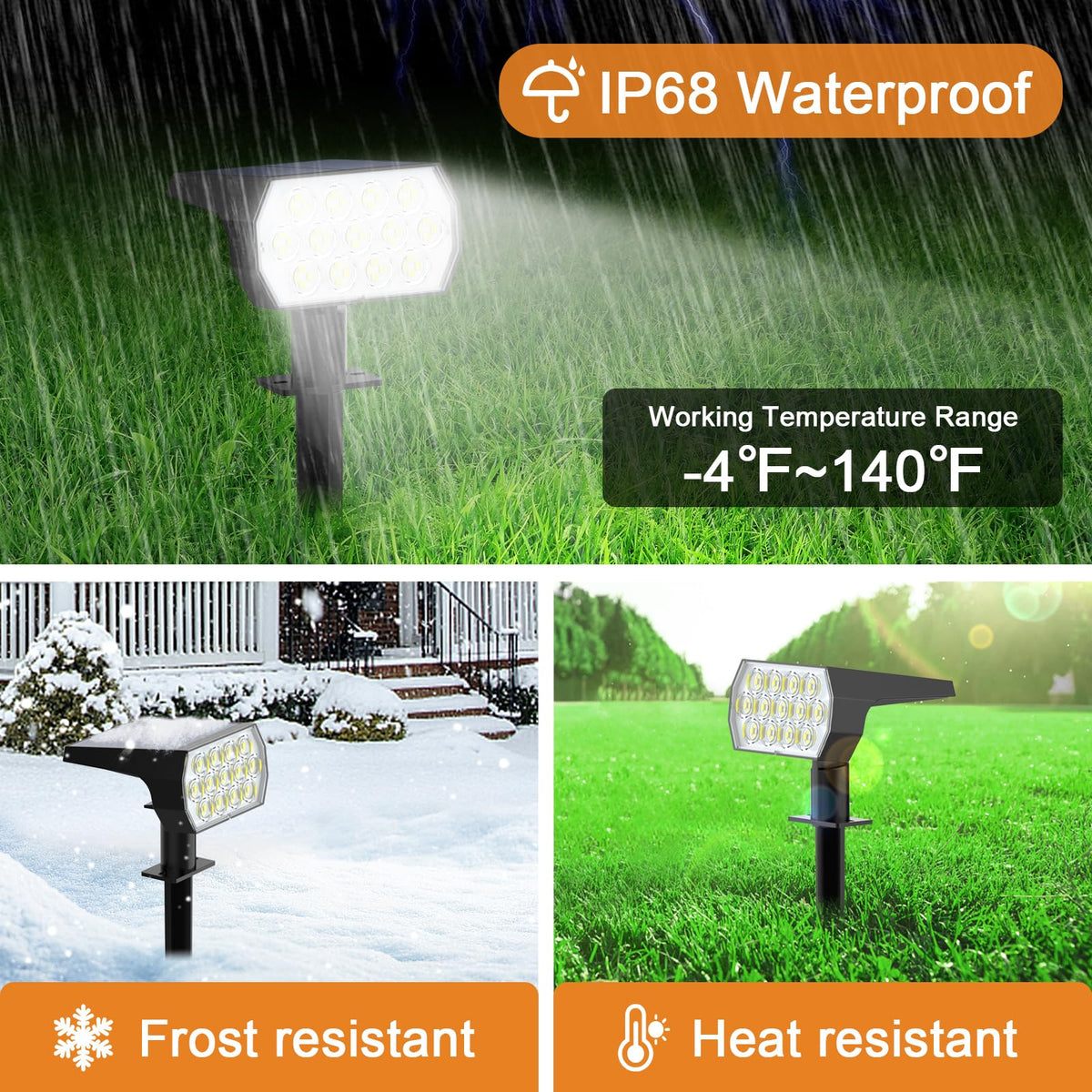 LinkMejor Lumină Solară Outdoor, IP68 Apărezătoare, Alb Rece, 6 Pachet