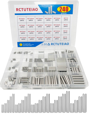 LinkMejor 240-stykke spidkøller, cylindriskylninger, 304 rostfilståer, fastningselementer, assortimentkit, 24 størrelser M2, M3, M4, M5, M6 (240 stykke spidkøller, 24 størrelser)