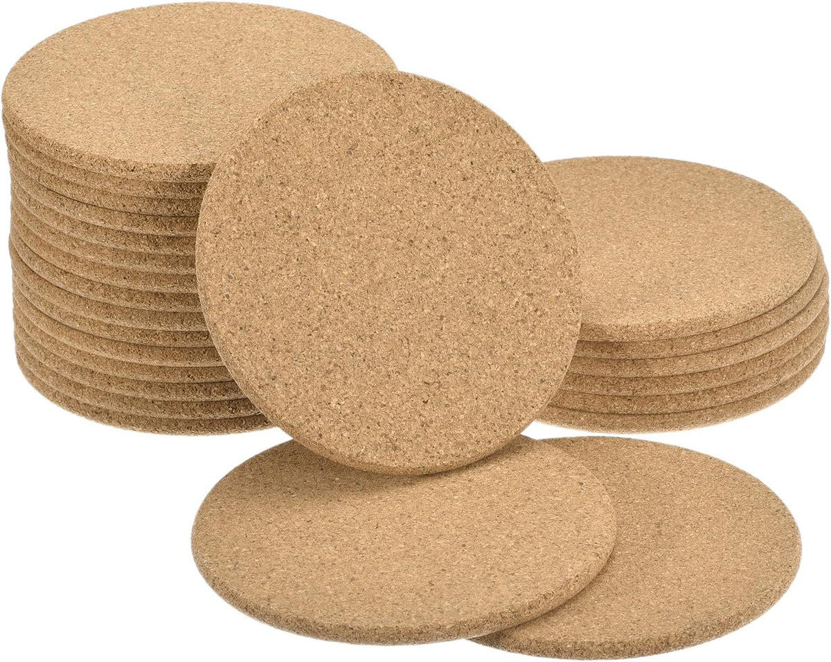 160mm(6.3") Round Coasters 10mm Thick Cork Cup Mat Pad Round Edge 2pcs