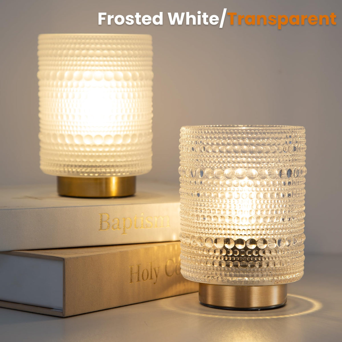 Lampa na baterie z zegarem, bezprzewodowe lampy stołowe z żarówką LED ciepłego światła