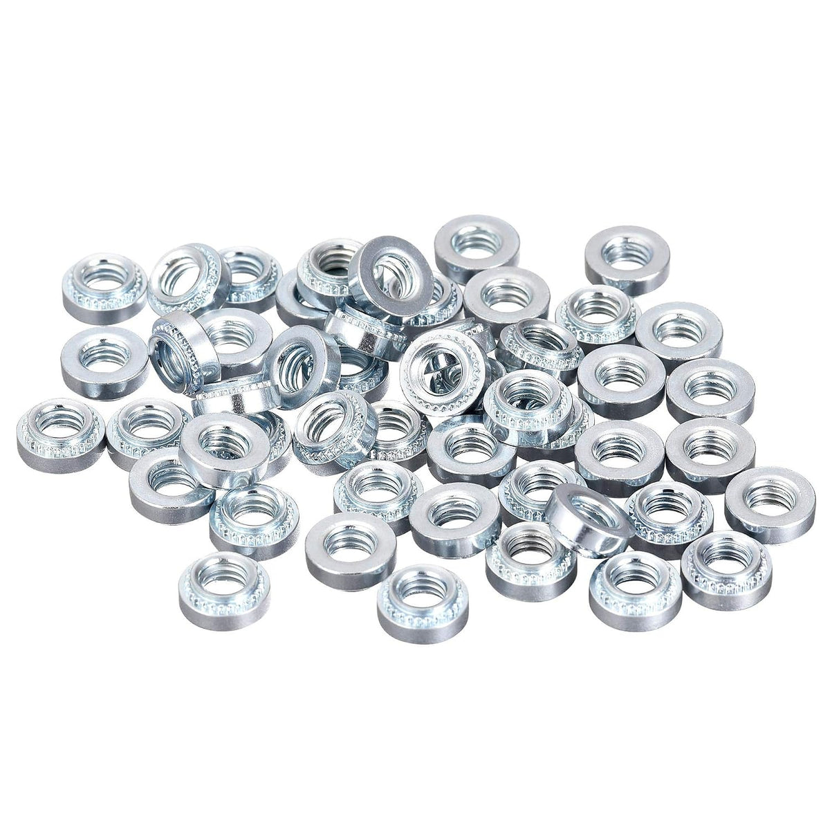 Self -Clinching Nuts,#10-32 x 0.13-Inch Carbon Steel with Zinc Plating Rivet Nut Round Head Steel Metal Sheet Mounting Hardware Fastener 50pcs