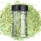 Holographic Chunky Glitters, 3.5oz/100g Light Green Holographic Glitters Powder Mixed Chunky & Fine Flakes Iridescent Sequins for Nail, Hair
