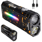 Opladbar EDC Flad Taslætte, 3250 Lumen, RGB Lys, 55 Modi, USB-C