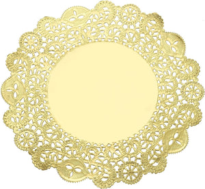 100 Pcs Douillets en Papier Ronde, 10.4 Pouces Douillets en Tissu Jetables pour Parties, Mariages, Anniversaires, Service à Table Alimentaire, Or