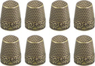 Sewing Thimble Finger Protector, 8 Pcs Metal Finger Shield Ring for Hand Sewing, Craft Accessories DIY Sewing Tools, Bronze