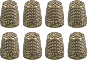 Sewing Thimble Finger Protector, 8 Pcs Metal Finger Shield Ring for Hand Sewing, Craft Accessories DIY Sewing Tools, Bronze