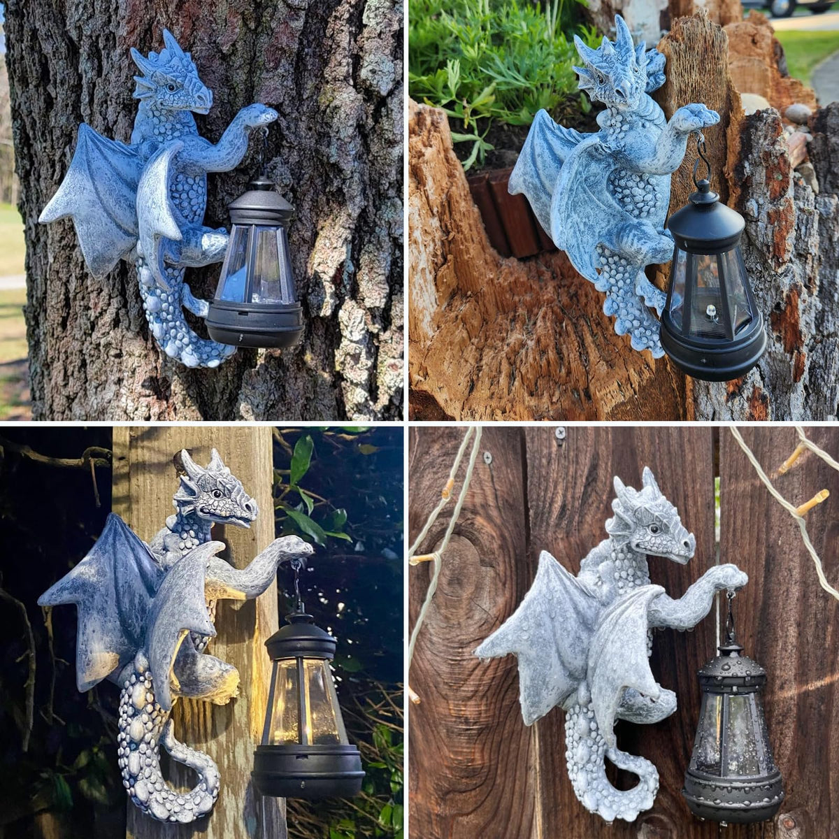 Solar Dragon Tree Decor Outdoor, Hanging Dragon Statue with Lantern