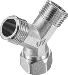 Pipe Fitting G1/2 1 Female to 2 Male Thread Y Shape 3 Ways Wye Hose Connector Adapter, Nickel-Plated Copper